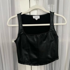 Faux Black Leather Crop Top